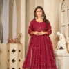 embroidered Work Georgette Party Wear Anarkali Suit - Maroon