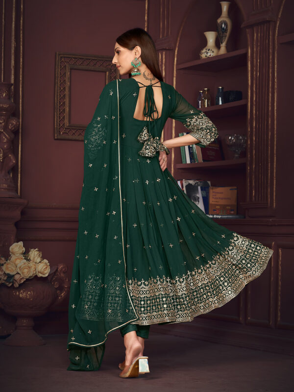 Embroidered Georgette Function Wear Anarkali Suit Green