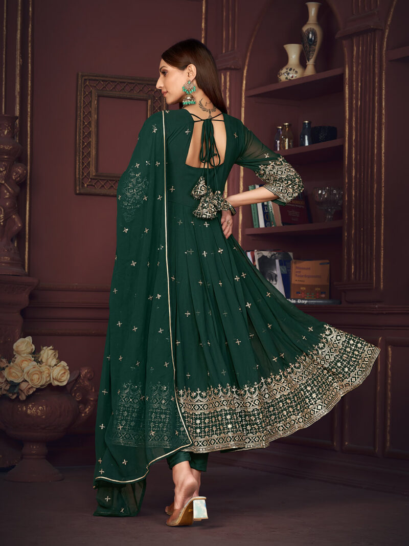 Embroidered Georgette Function Wear Anarkali Suit Green