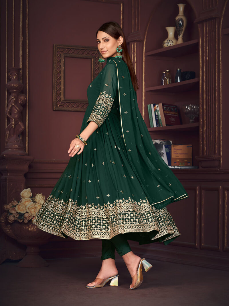 Embroidered Georgette Function Wear Anarkali Suit Green